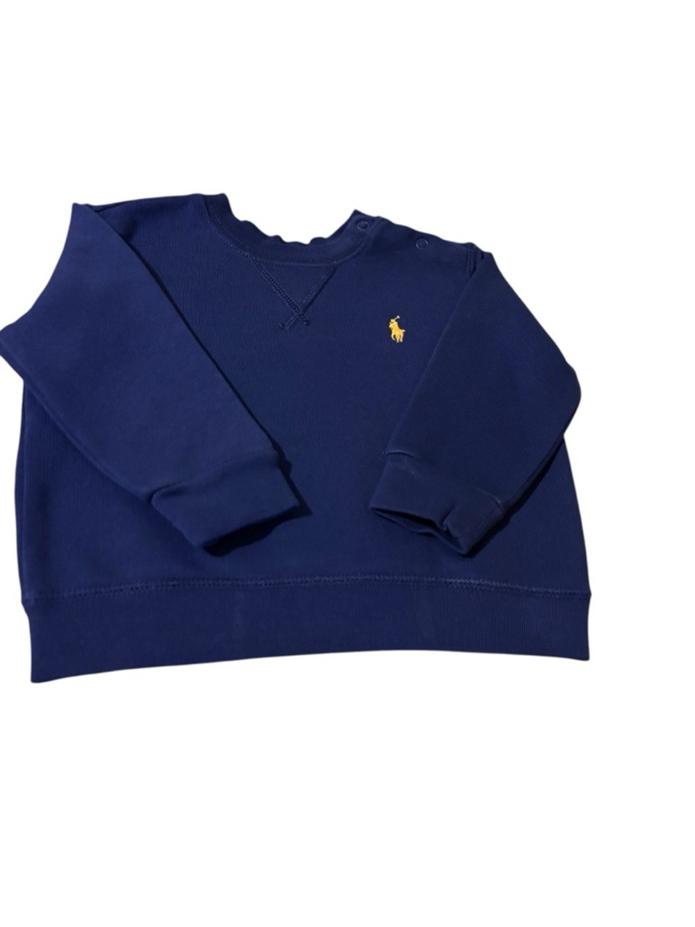 Ralph Lauren Blue Todder Boy Crewneck Sweatshirt with Yellow Pony